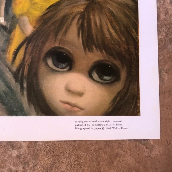 1963 Vintage Keane Print Big Eyes Sunday In Chinatown Midcentury Lithograph - Picture 4 of 9